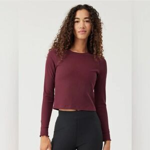 Outdoor Voices Superform Ribbed Long-Sleeve Crop Top Size XXL